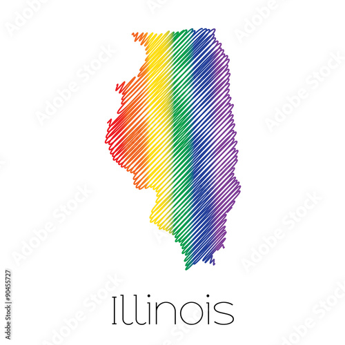 LGBT Scribbled shape of the State of Illinois