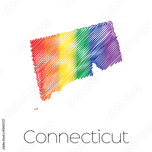 LGBT Scribbled shape of the State of Conneticut