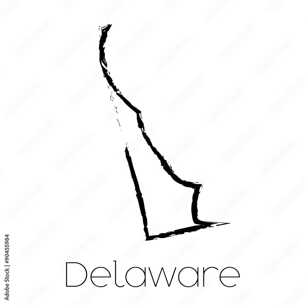 Obraz premium Scribbled shape of the State of Delaware