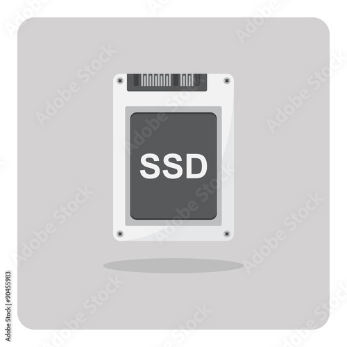 Vector of flat icon, solid state drive (SSD) on isolated background