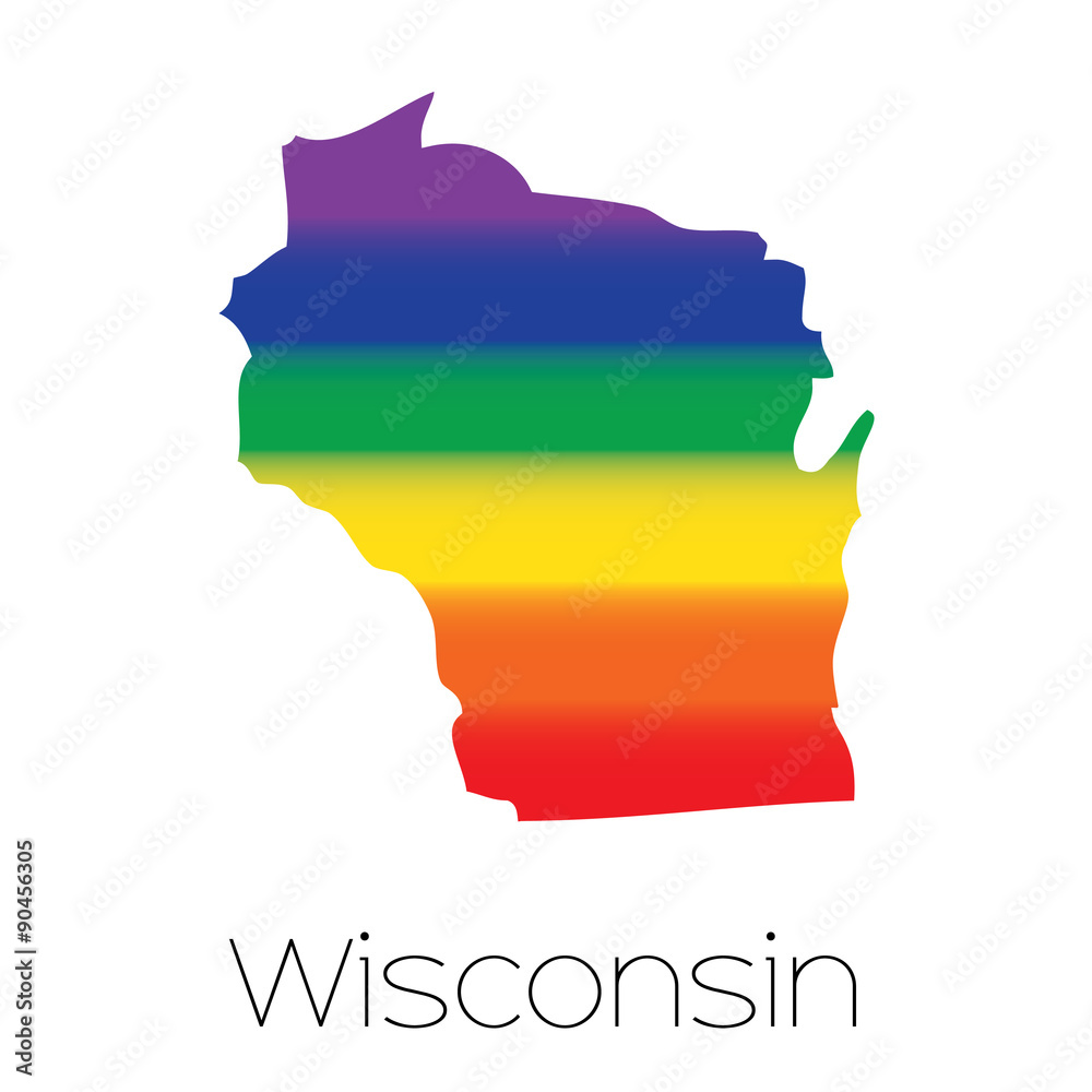 Obraz premium LGBT Flag inside the State of Wisconsin