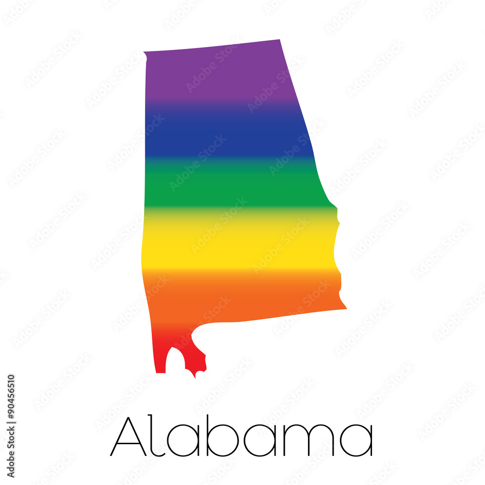 Obraz premium LGBT Flag inside the State of Alabama