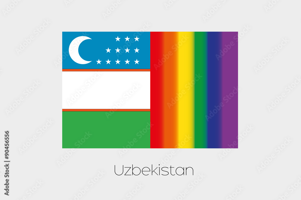 LGBT Flag Illustration with the flag of Uzbekistan