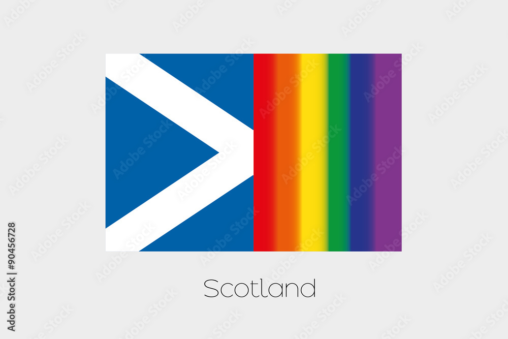 LGBT Flag Illustration with the flag of Scotland