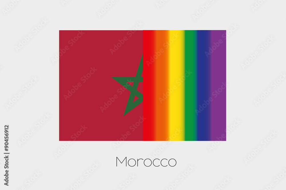 LGBT Flag Illustration with the flag of Morocco