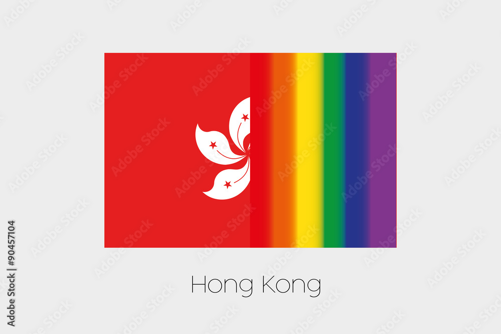Fototapeta premium LGBT Flag Illustration with the flag of Hong Kong