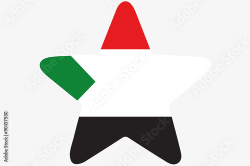 Flag Illustration inside a star of the country of Sudan