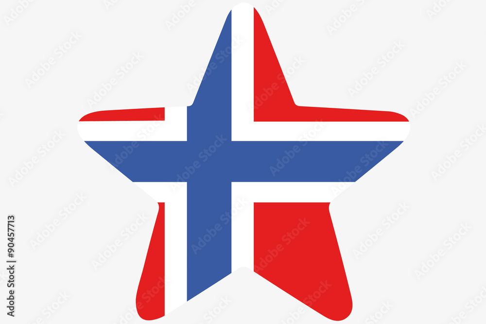Flag Illustration inside a star of the country of Norway