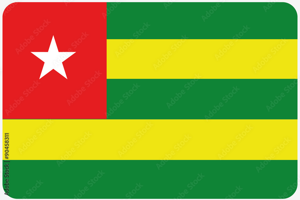 Flag Illustration with rounded corners of the country of Togo