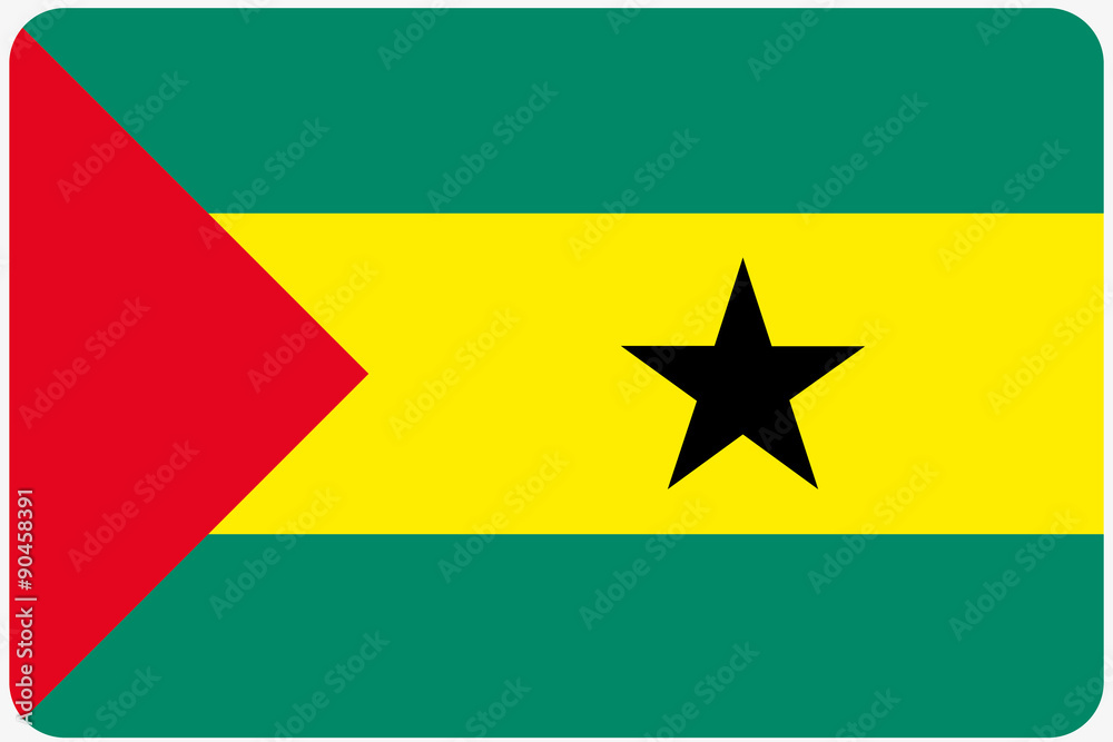 Flag Illustration with rounded corners of the country of Sao Tom Flag Illustration with rounded corners of the country of Sao Tom