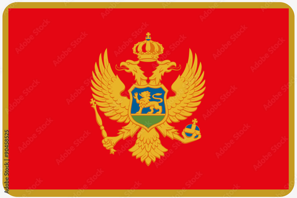 Flag Illustration with rounded corners of the country of Montene Flag Illustration with rounded corners of the country of Montene