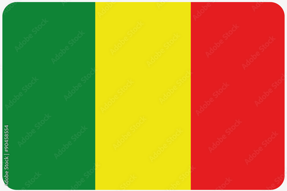Fototapeta premium Flag Illustration with rounded corners of the country of Mali