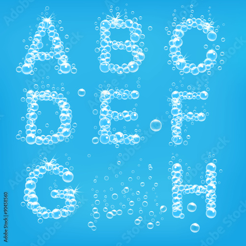 Alphabet of soap bubbles vector illustration