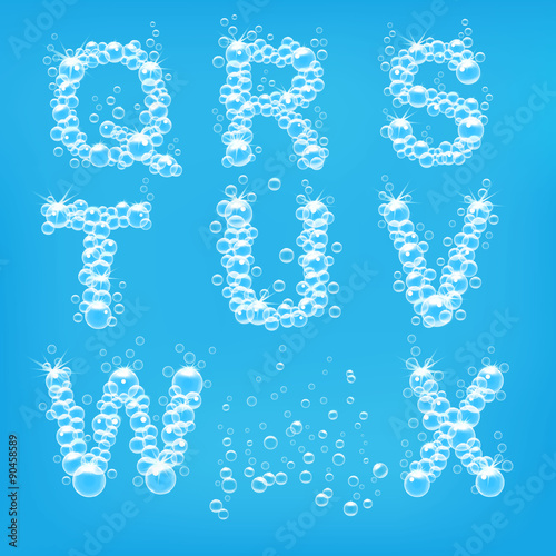 Alphabet of soap bubbles vector illustration