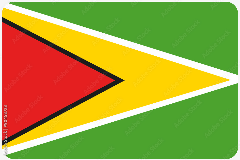 Flag Illustration with rounded corners of the country of Guyana Flag Illustration with rounded corners of the country of Guyana