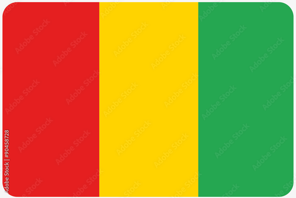 Flag Illustration with rounded corners of the country of Guinea