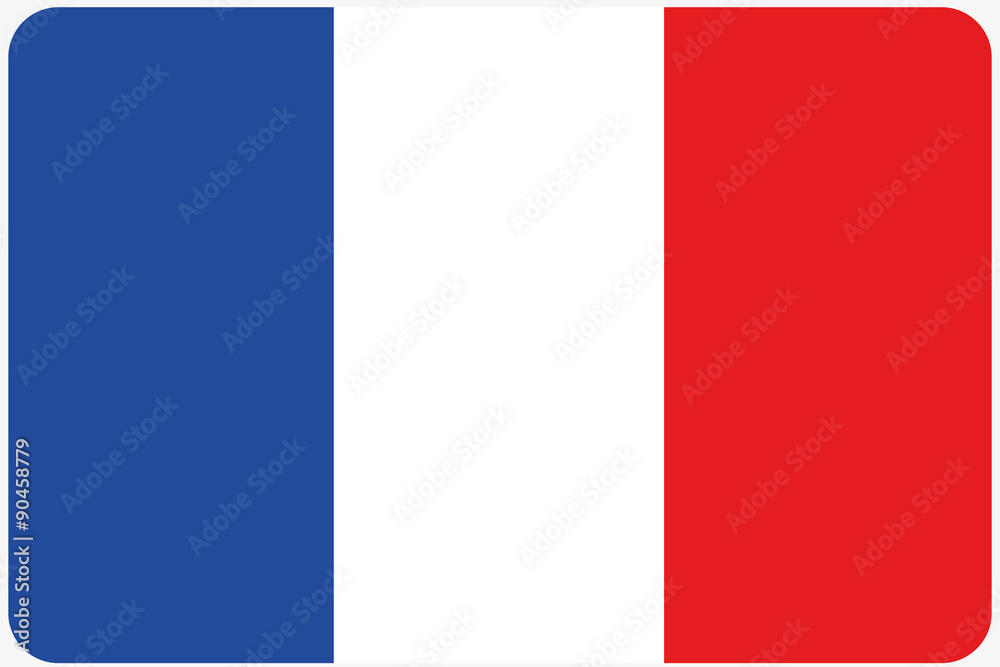 Flag Illustration with rounded corners of the country of France
