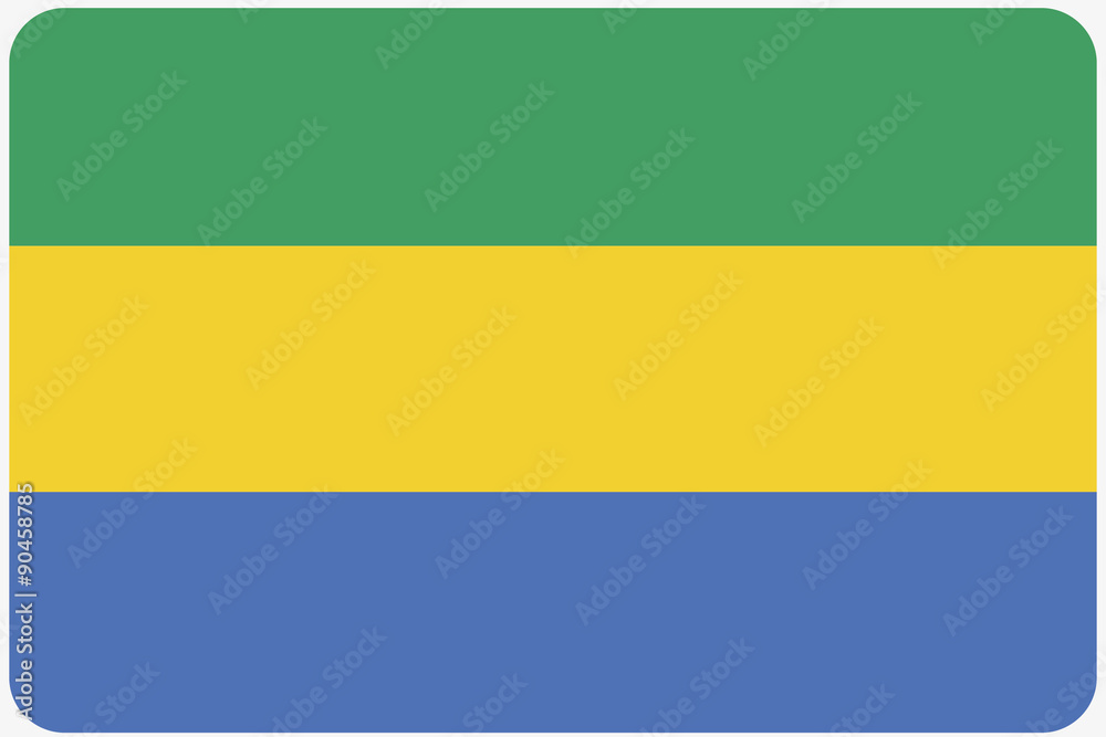 Flag Illustration with rounded corners of the country of Gabon Flag Illustration with rounded corners of the country of Gabon