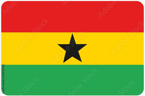 Flag Illustration with rounded corners of the country of Ghana