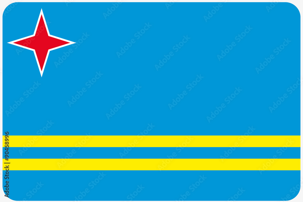 Flag Illustration with rounded corners of the country of Aruba Flag Illustration with rounded corners of the country of Aruba
