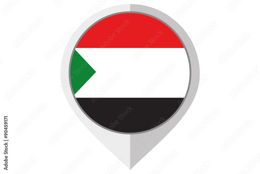 Flag Illustration inside a pointed of the country of Sudan Flag Illustration inside a pointed of the country of Sudan