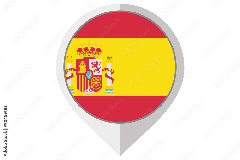 Flag Illustration inside a pointed of the country of Spain
