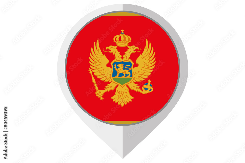 Flag Illustration inside a pointed of the country of Montenegro