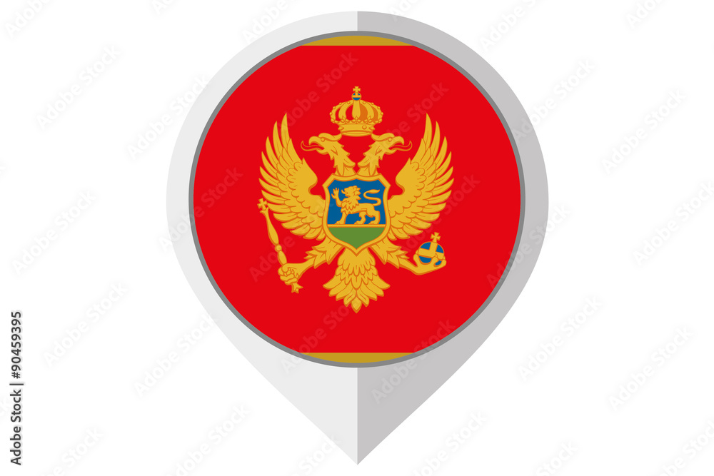 Flag Illustration inside a pointed of the country of Montenegro Flag Illustration inside a pointed of the country of Montenegro