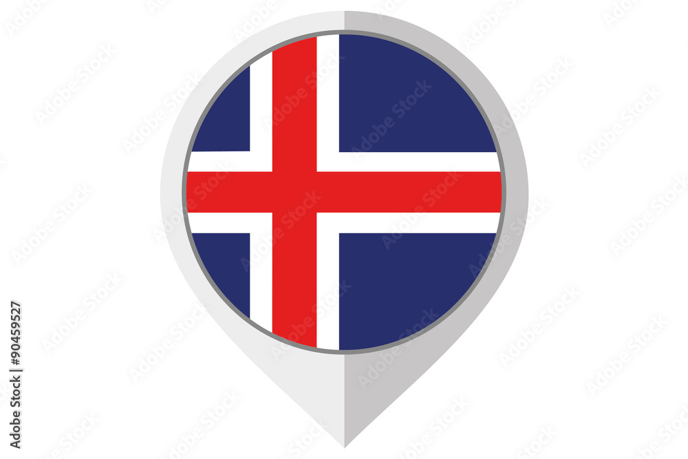 Flag Illustration inside a pointed of the country of Iceland