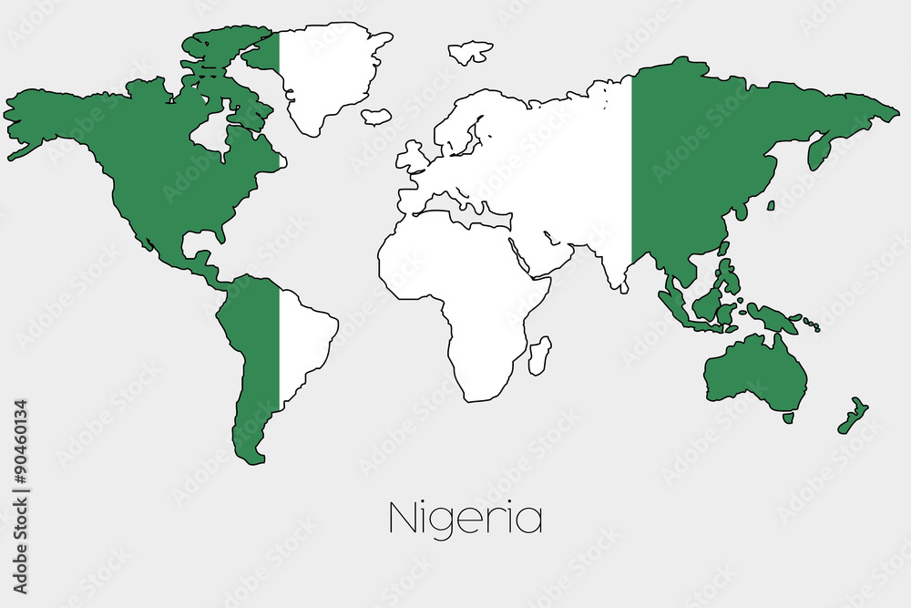 Flag Illustration inside the shape of a world map of the country Flag Illustration inside the shape of a world map of the country