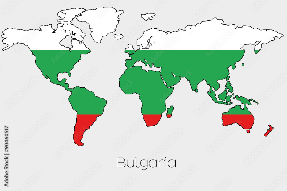 Flag Illustration inside the shape of a world map of the country Flag Illustration inside the shape of a world map of the country