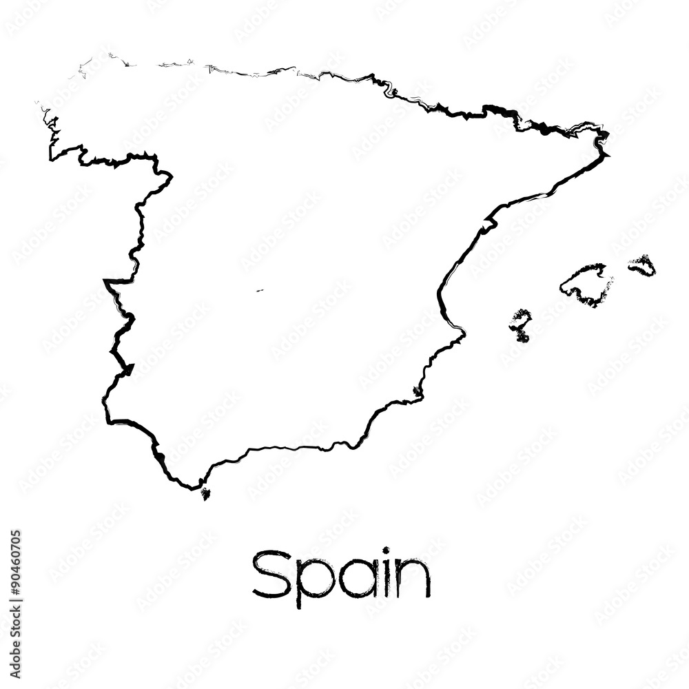Fototapeta premium Scribbled Shape of the Country of Spain