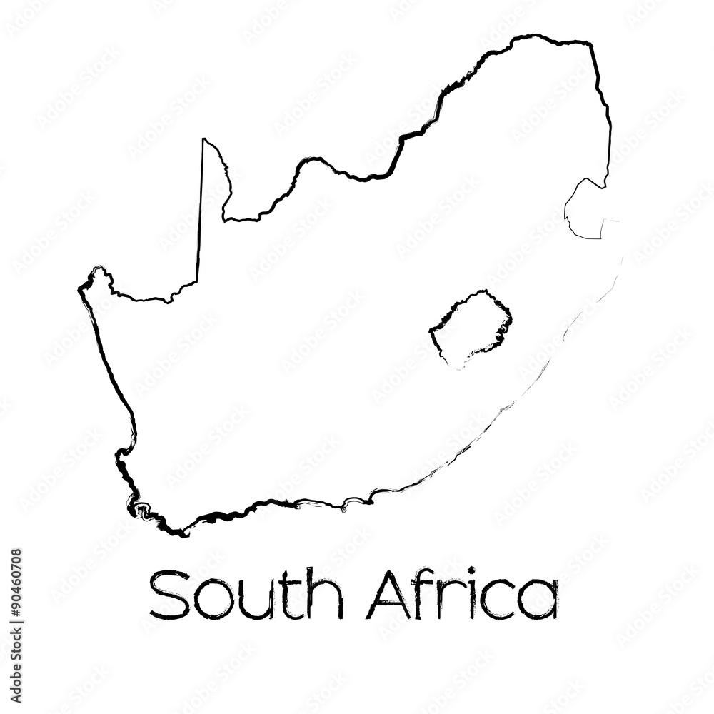 Scribbled Shape of the Country of South Africa