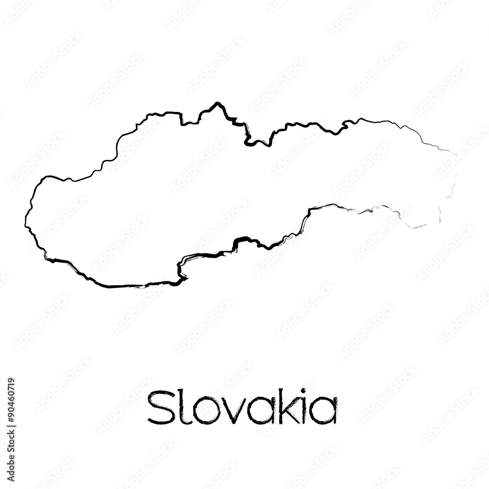 Scribbled Shape of the Country of Slovakia