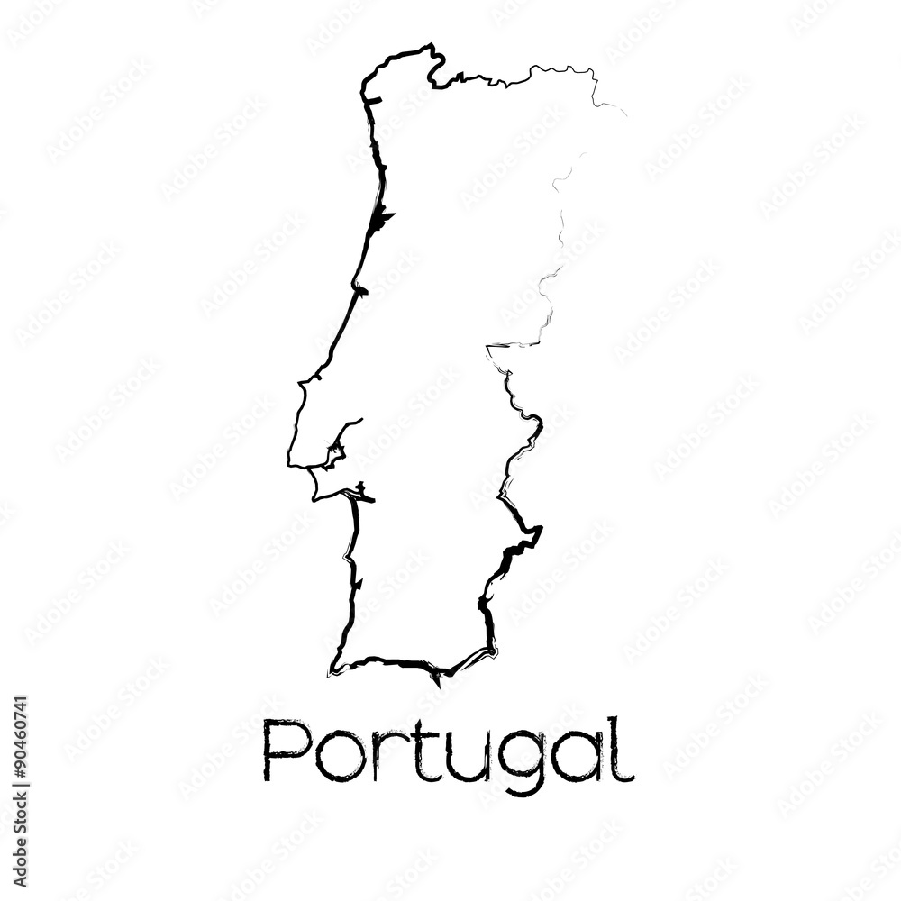 Scribbled Shape of the Country of Portugal Scribbled Shape of the Country of Portugal