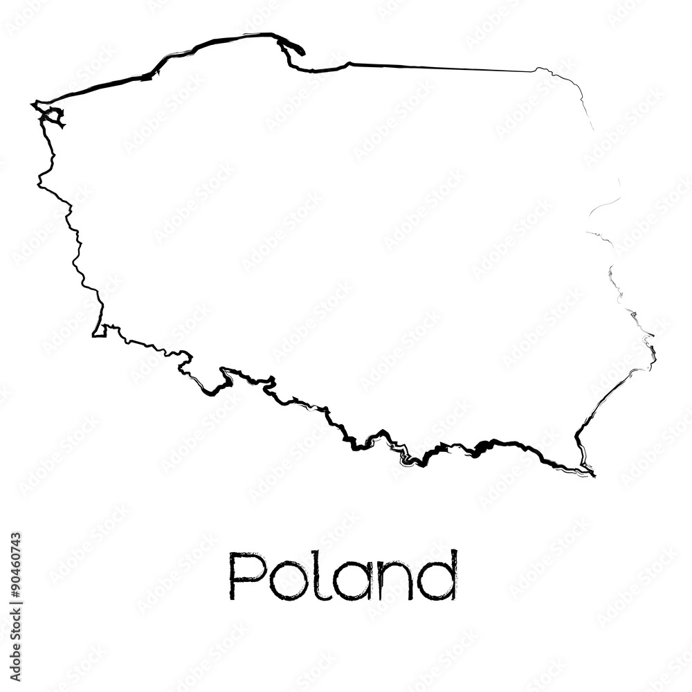 Scribbled Shape of the Country of Poland