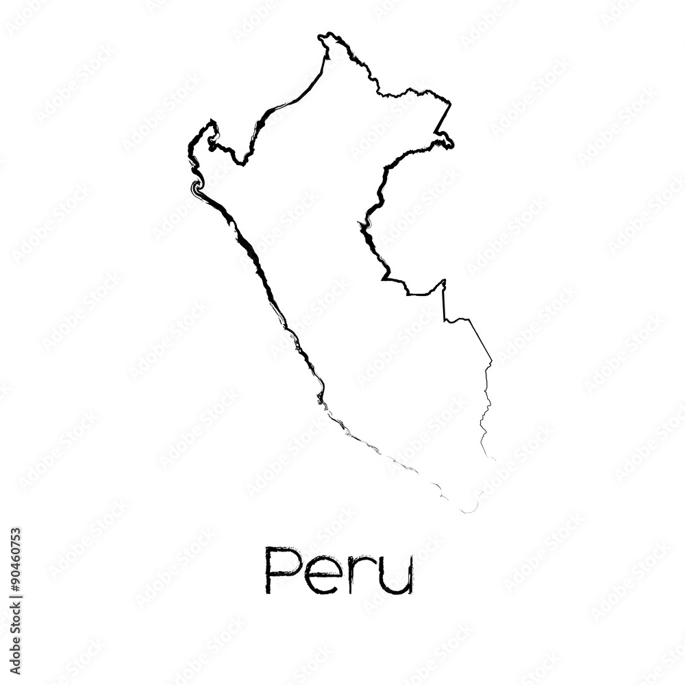 Scribbled Shape of the Country of Peru