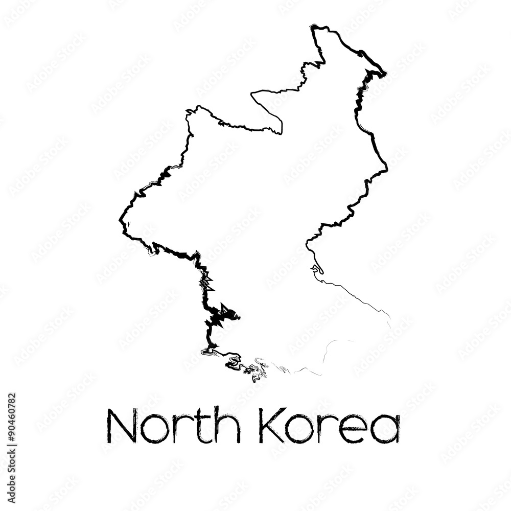 Scribbled Shape of the Country of North Korea