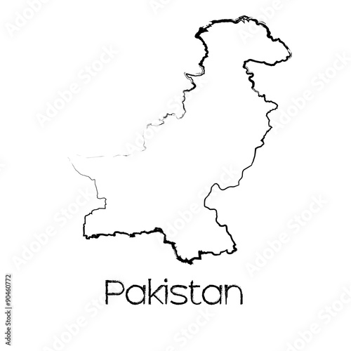 Scribbled Shape of the Country of Pakistan
