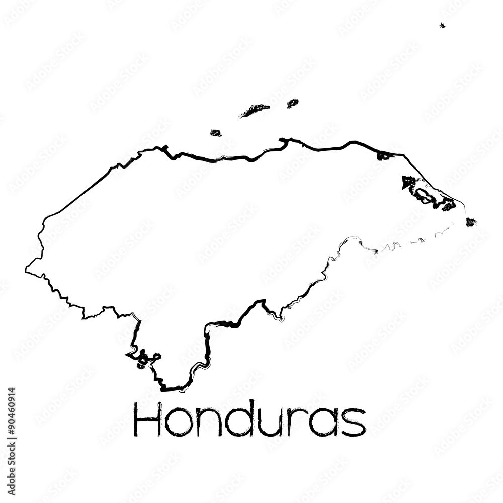 Scribbled Shape of the Country of Honduras Scribbled Shape of the Country of Honduras