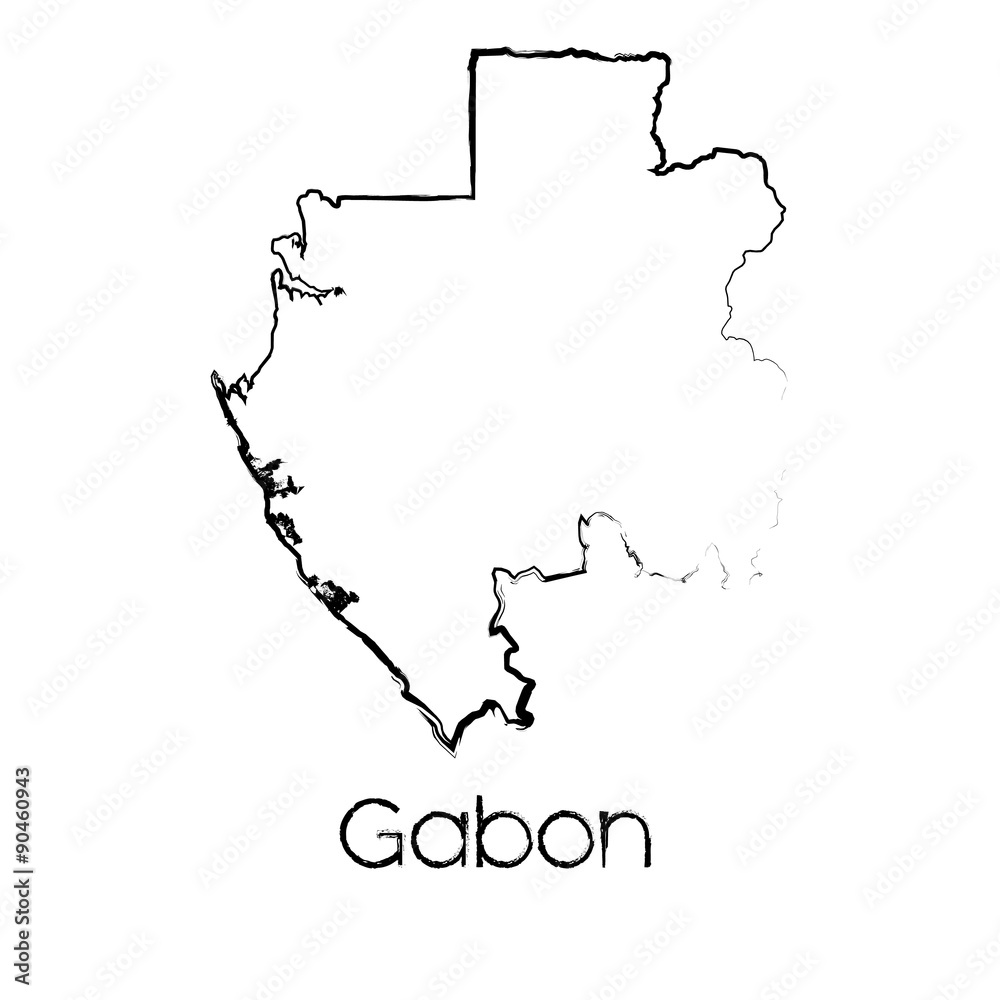 Scribbled Shape of the Country of Gabon
