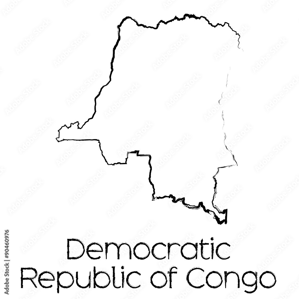Obraz premium Scribbled Shape of the Country of Democratic Republic of Congo