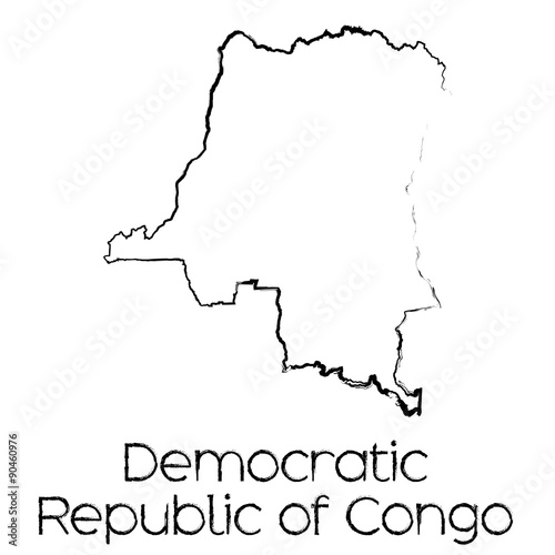 Scribbled Shape of the Country of Democratic Republic of Congo