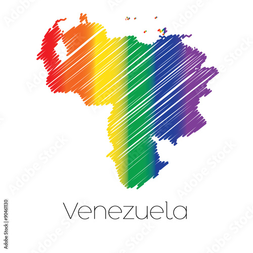 LGBT Coloured Scribbled Shape of the Country of Venezuela