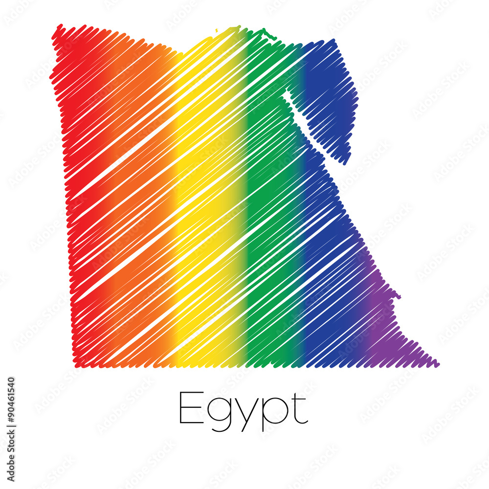 LGBT Coloured Scribbled Shape of the Country of Egypt
