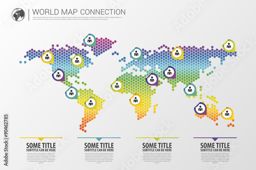 Colorful modern infographic world map connection concept. Vector illustration