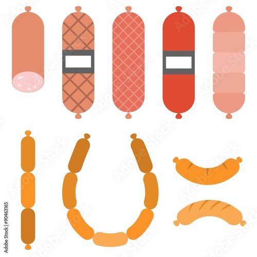 Vector various sausages