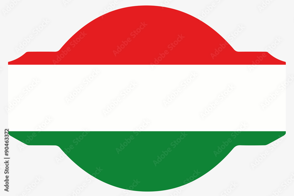 Flag Illustration within a Sign of the country of  Hungary