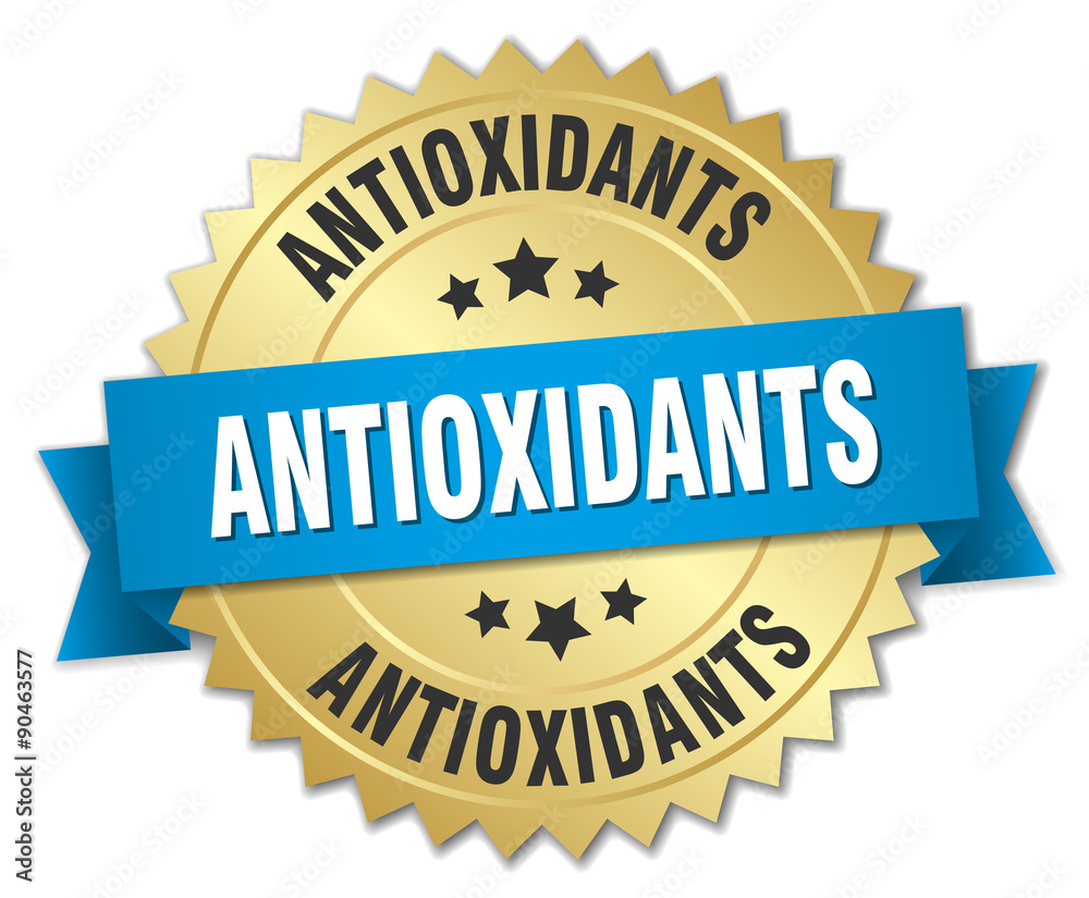antioxidants 3d gold badge with blue ribbon antioxidants 3d gold badge with blue ribbon