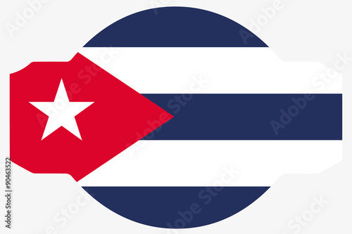 Flag Illustration within a Sign of the country of Cuba